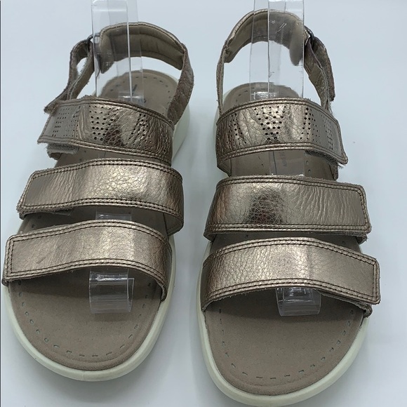 Ecco Shoes | Ecco Gold Metallic Leather Walking Sandal | Poshmark